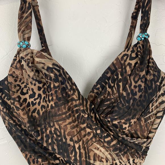 Miraclesuit Swimsuit Womens 16 One Piece SIREN 6524317 Shapewear Animal Print - Picture 3 of 6